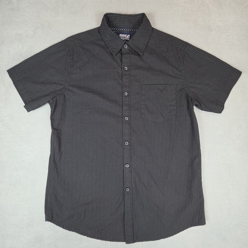 Monument Short Sleeve Button Up Shirt Mens Medium Black Micro Dot Casual Shirt